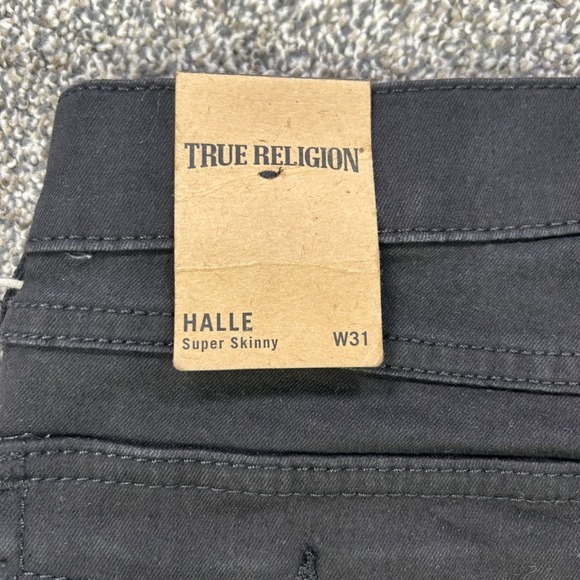 NEW True Religion Halle Super Skinny Jeans Womens 31 Black Denim USA Made Casual - Picture 9 of 16